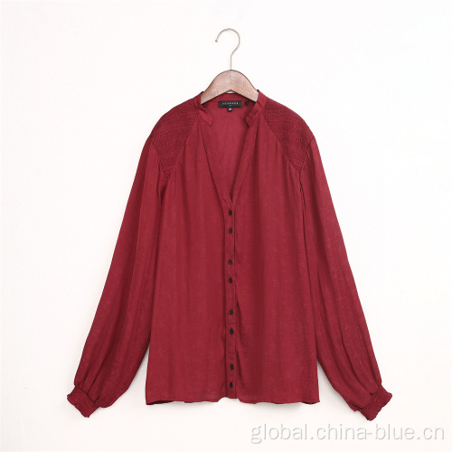 Ladies Copper Woven Blouse Ladies high quality jacquard copper blouse Supplier